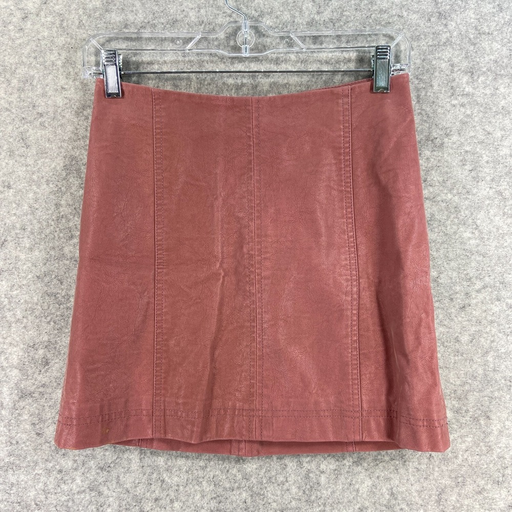 Free People Modern Femme Mini Skirt in Pressed Flowers Vegan Leather Womens 0‎